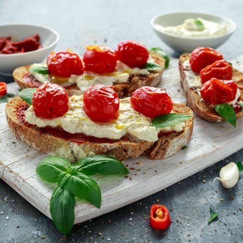 Roasted Tomatoes and Olive Oil Ricotta Toast
