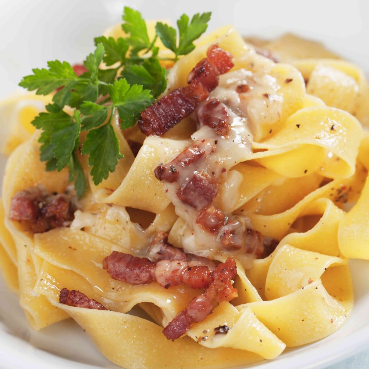 Tagliatelle with Carbonara Sauce Recipe - Pasta.com