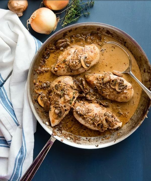 Balsamic Chicken Breasts with Creamy Mushroom Sauce